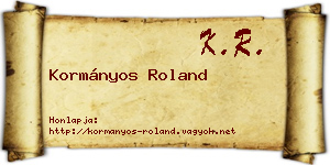 Kormányos Roland névjegykártya