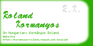 roland kormanyos business card
